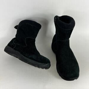 L.L. Bean Snow Boots Women's 7 Black Suede Winter Side Zip Round Toe 290478